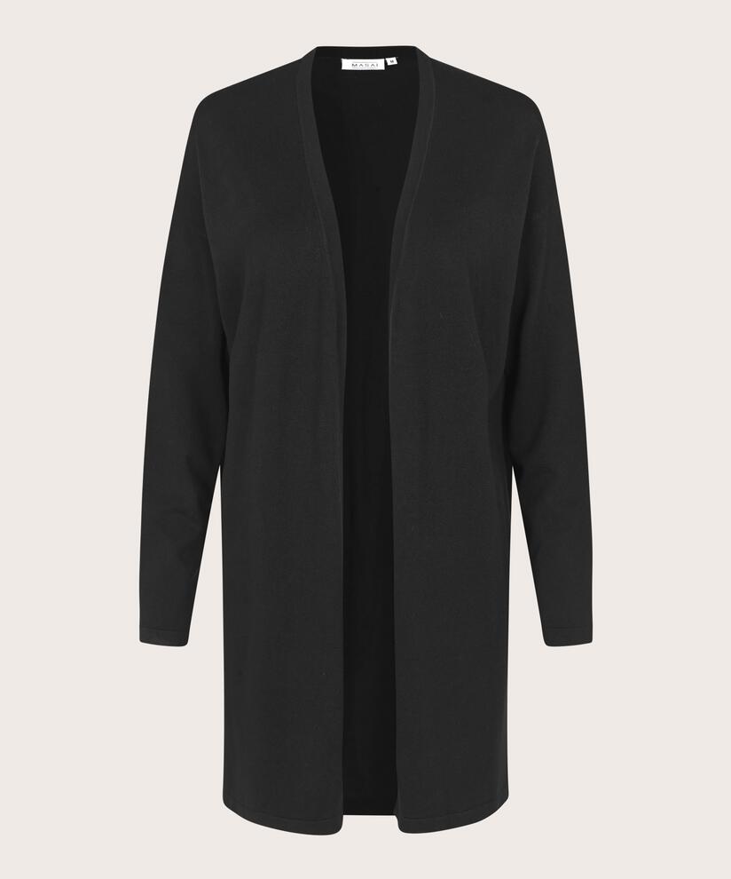 Cardigan En Fine Maille Coupe Droite, Black