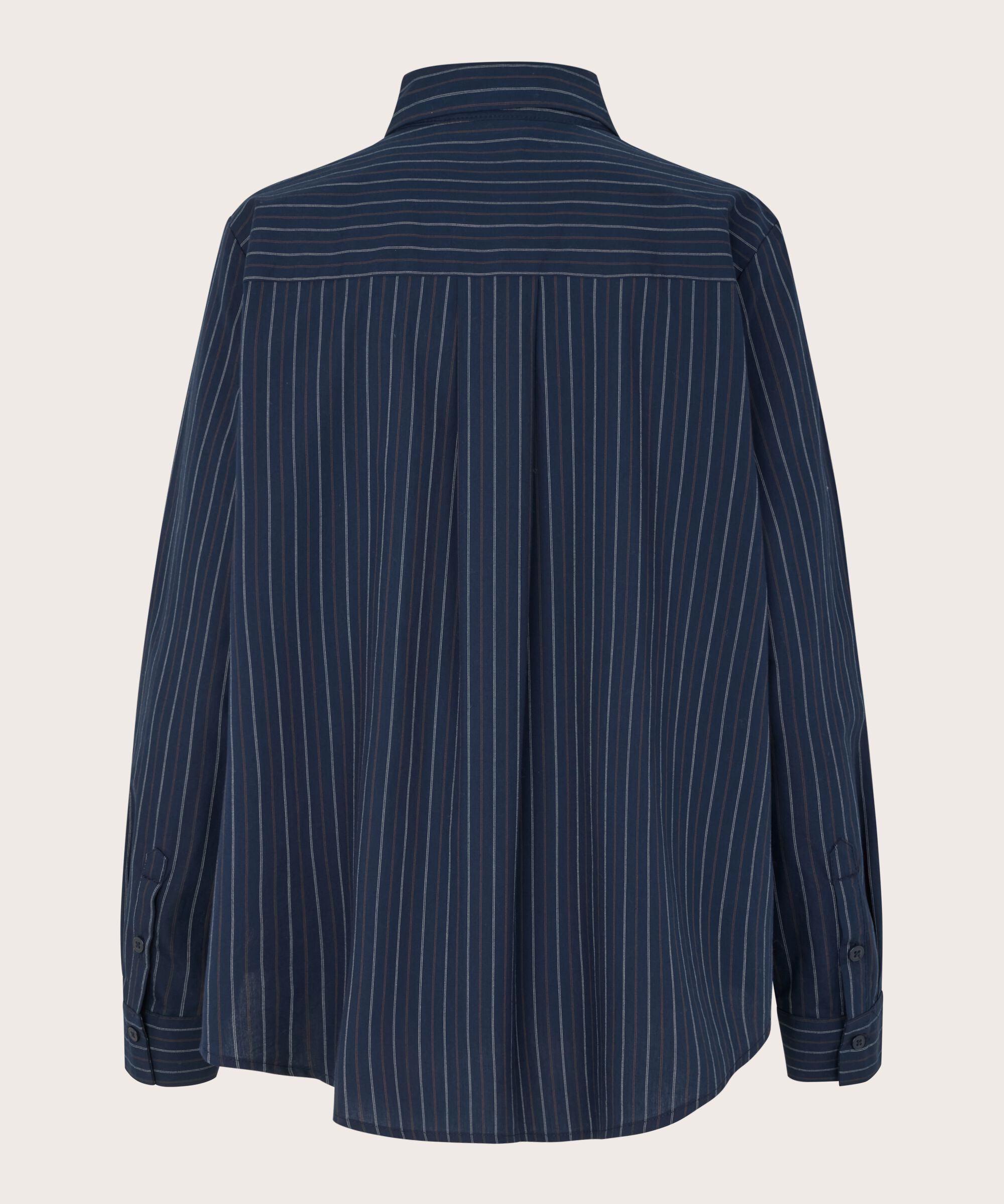 chemise en coton à rayures fines avec dos plus long, Navy Blazer