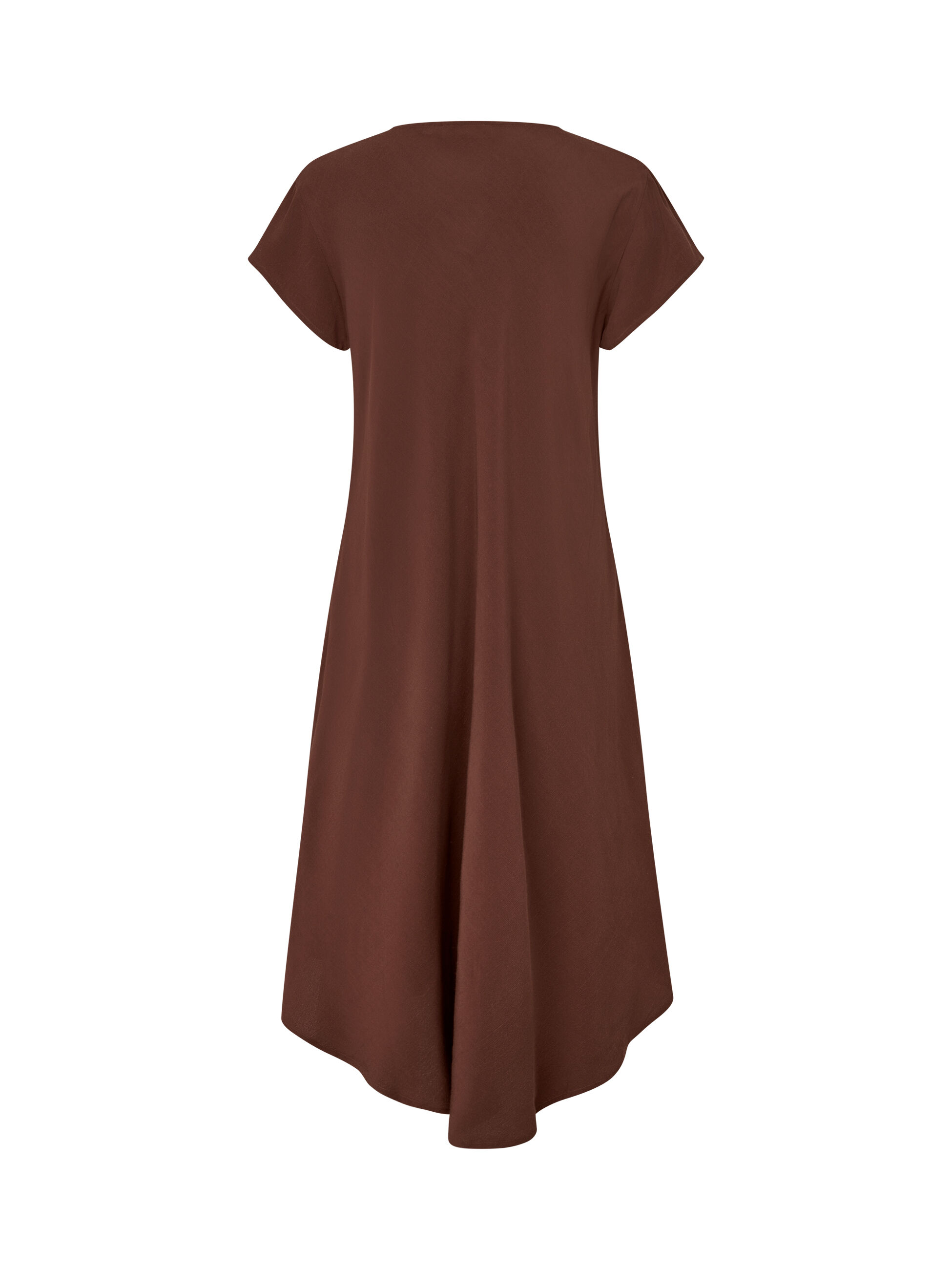 Robe en viscose &agrave; manches courtes et col en V, Sh. Chocolate