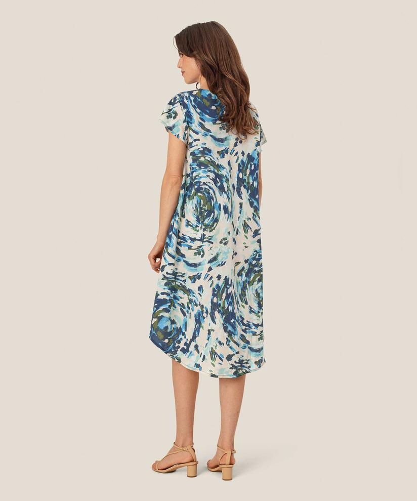 Robe En Viscose Imprimée À Col V, Cendre Blue