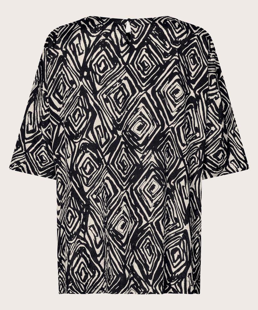 Blouse en viscose à manches mi-longues, Black