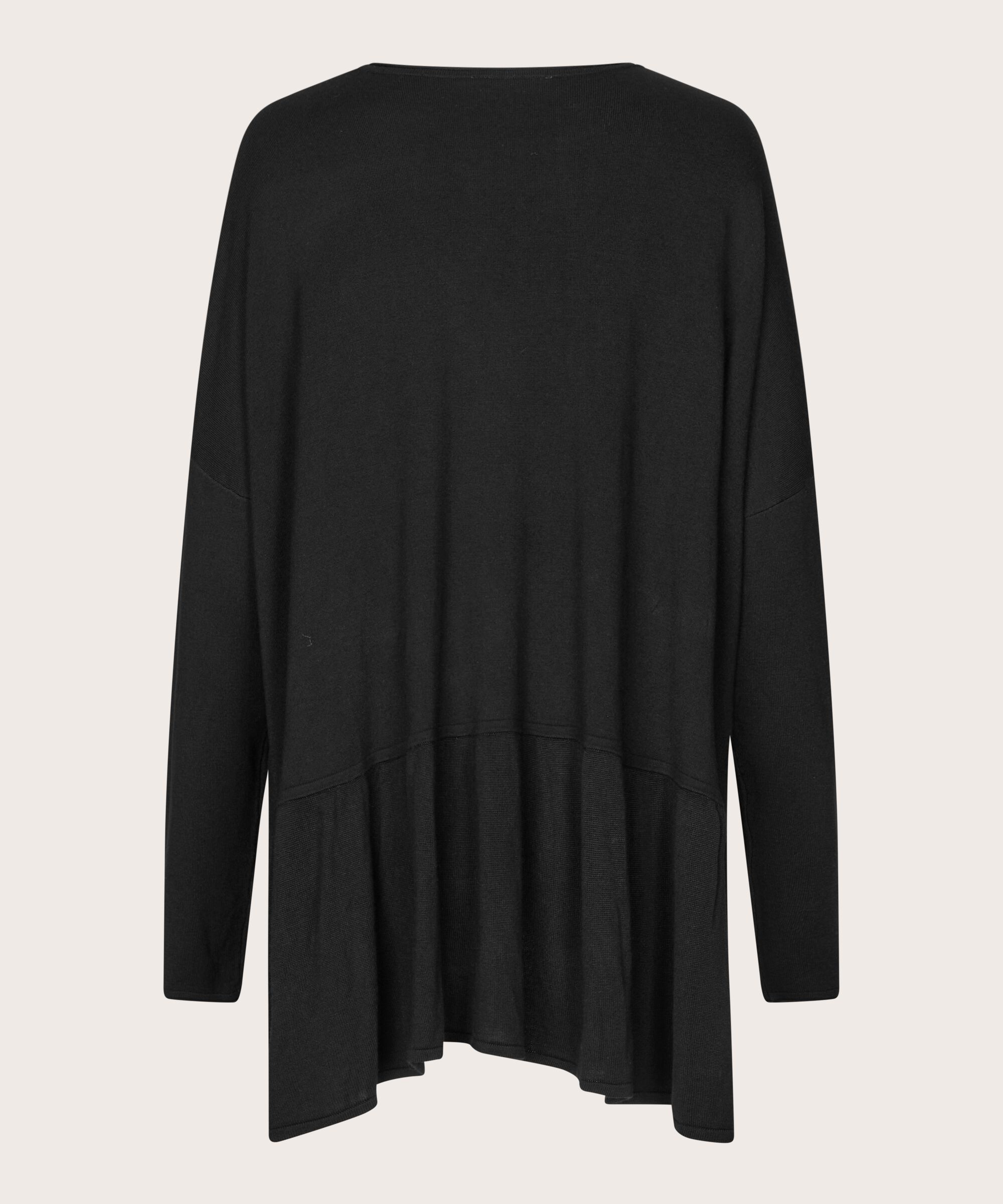 top en maille fine à col rond, Black