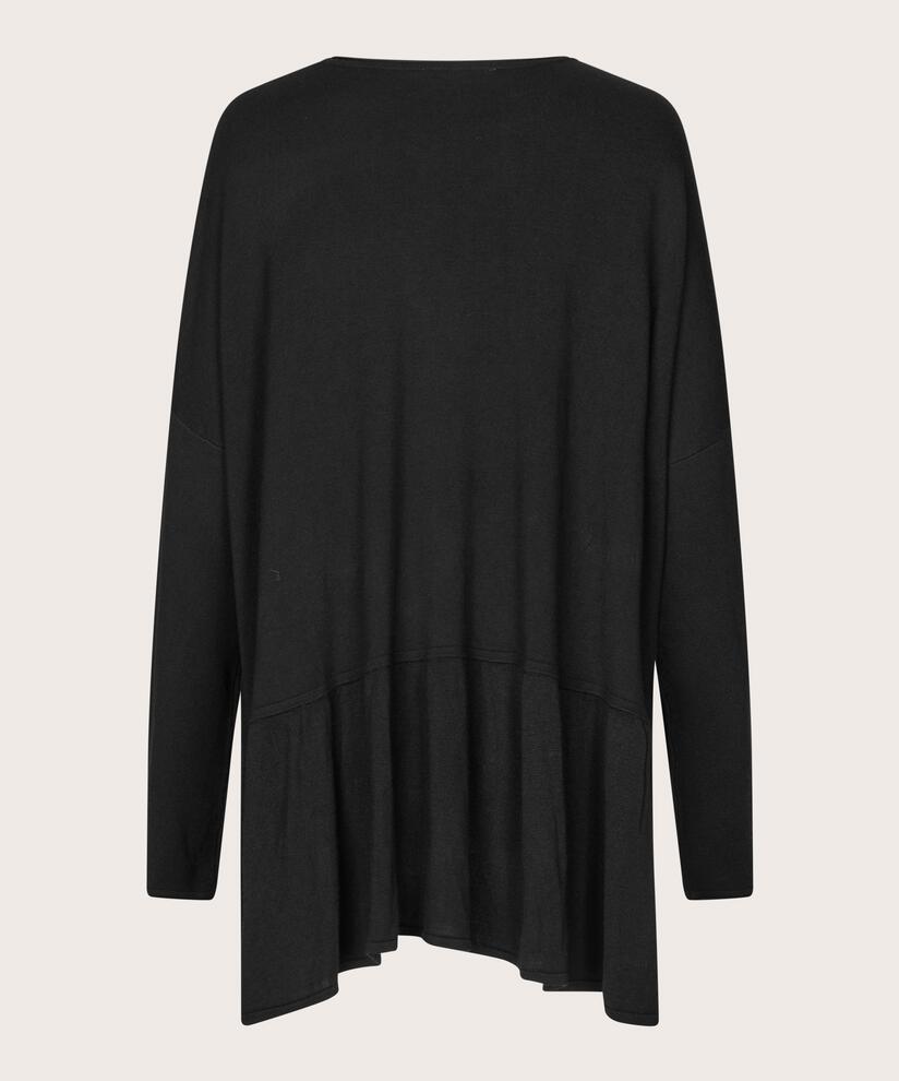 top en maille fine à col rond, Black