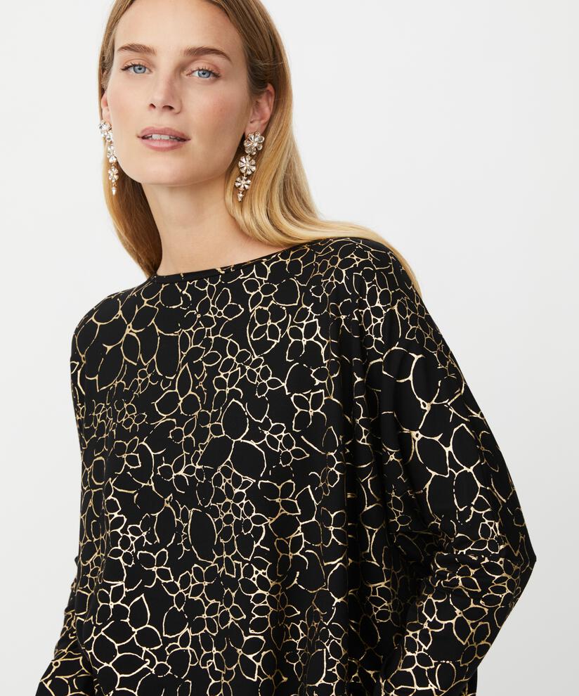 top en jersey oversize à manches étroites et imprimé doré, Gold