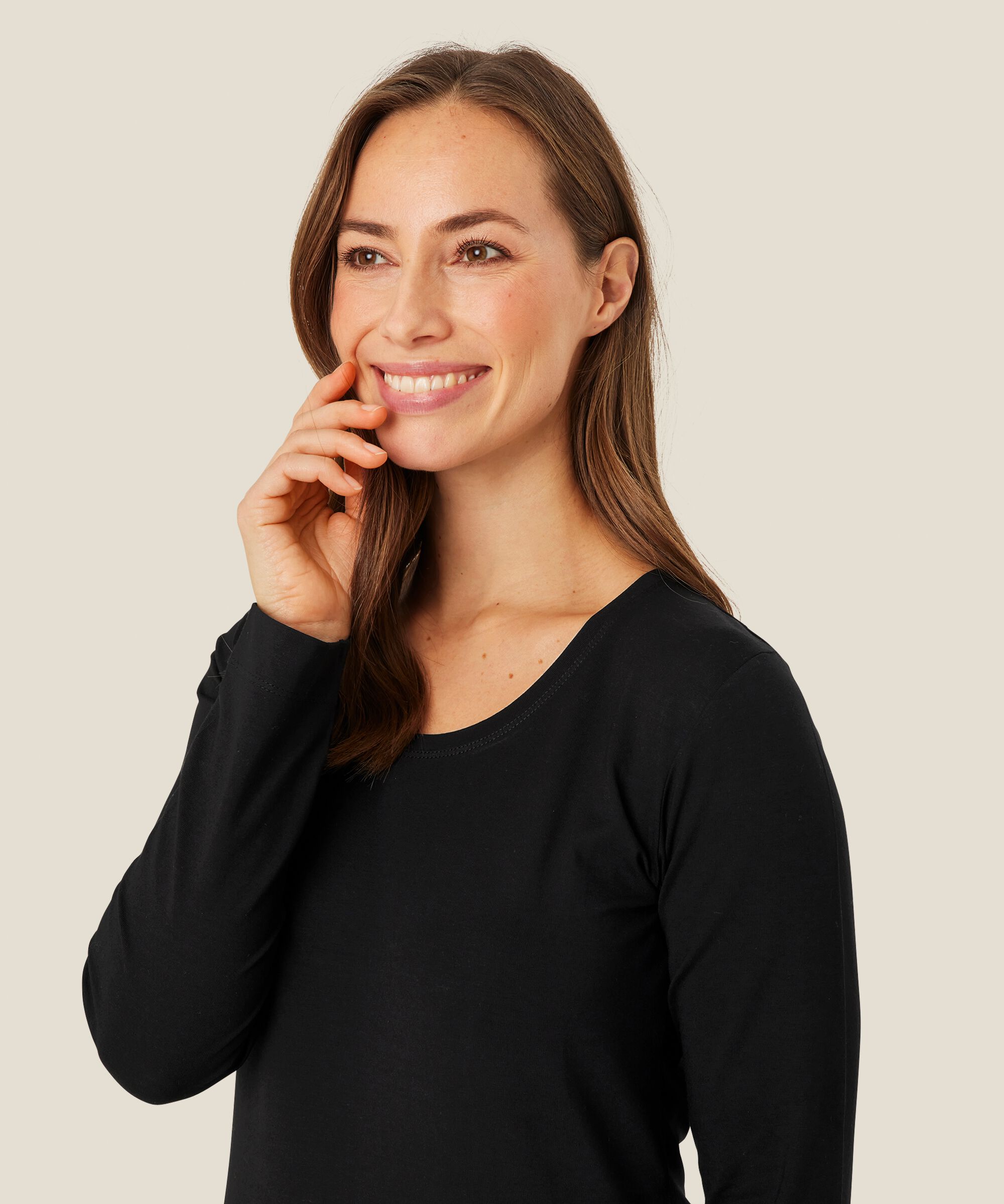 Top en jersey doux à manches longues, Black
