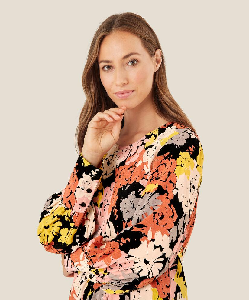 blouse en viscose à imprimé floral, Oil Yellow