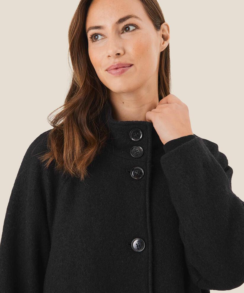 manteau en laine mélangée, Black