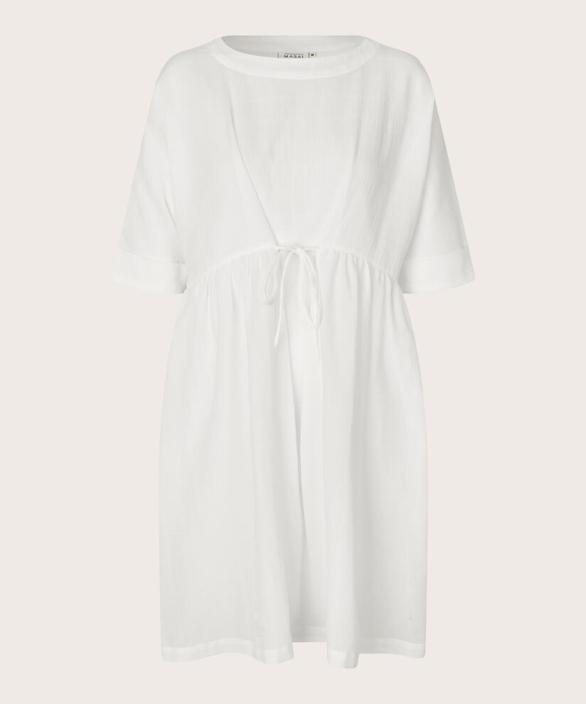 robe à manches courtes en coton léger et transparent, White