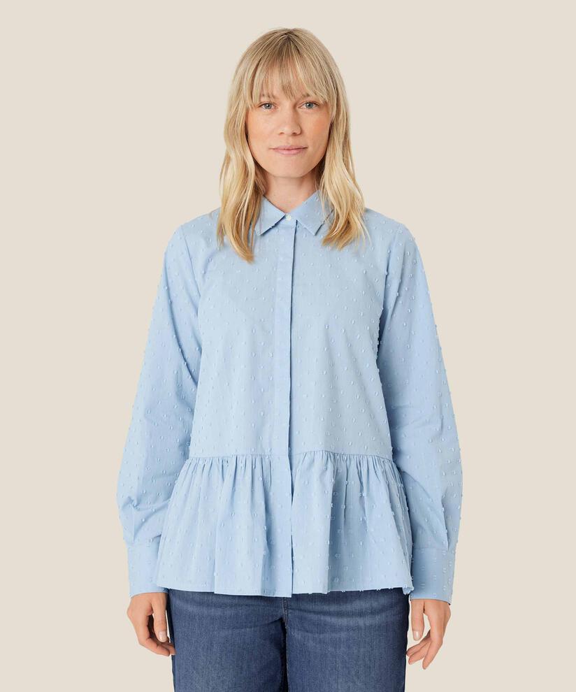 chemise en coton à pois tissés, Blue Fog