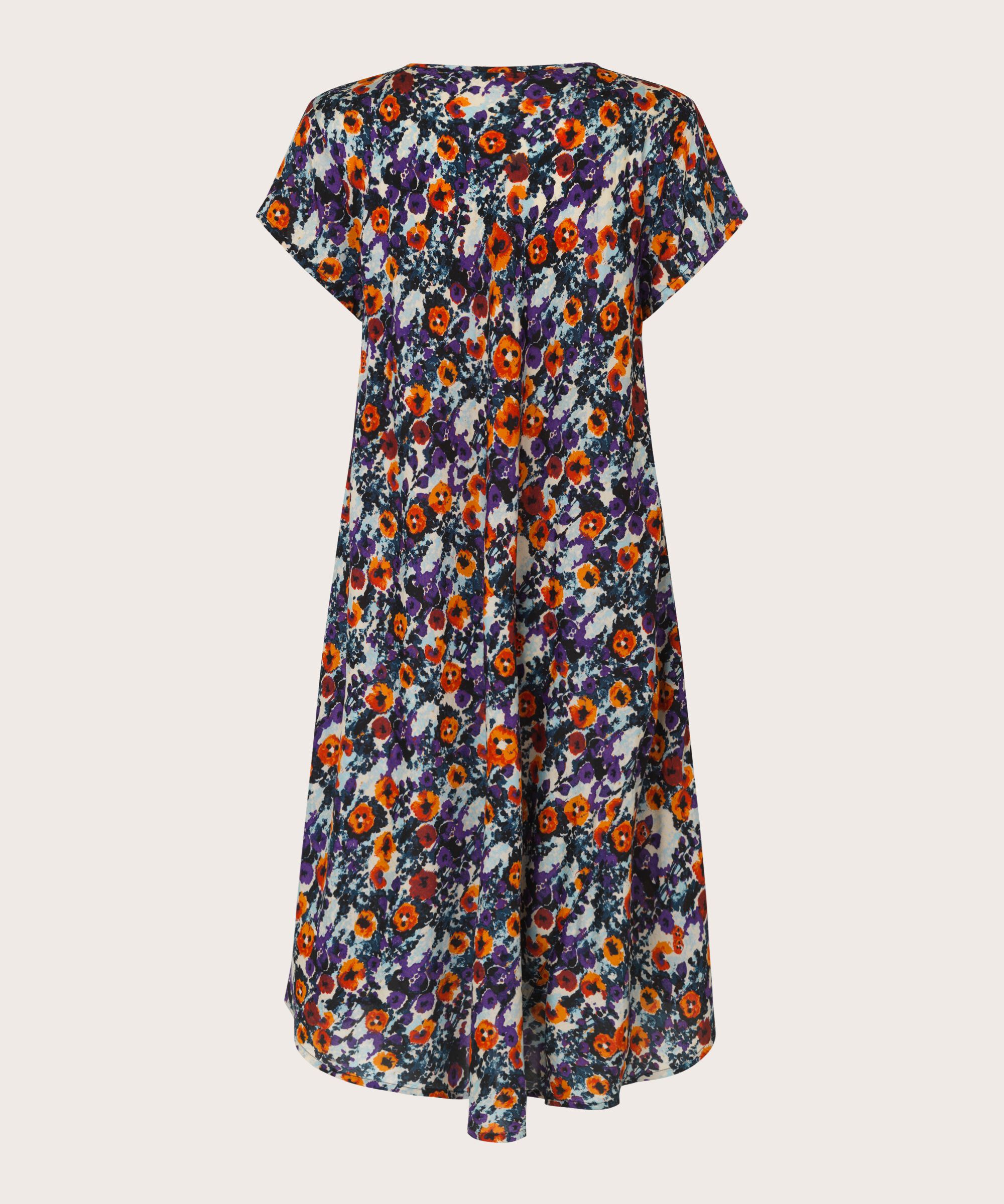 robe en viscose imprimée à col v, Meadow Violet