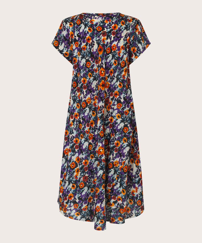 robe en viscose imprimée à col v, Meadow Violet