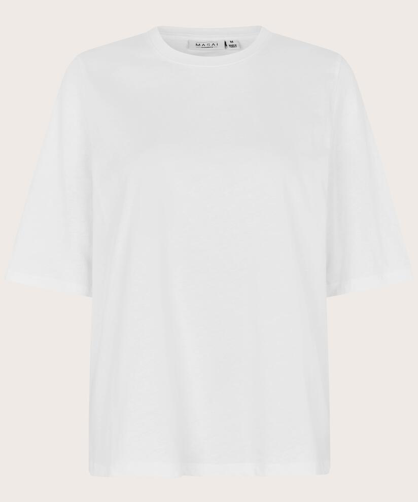 T-shirt à col rond et manches 1/2, White