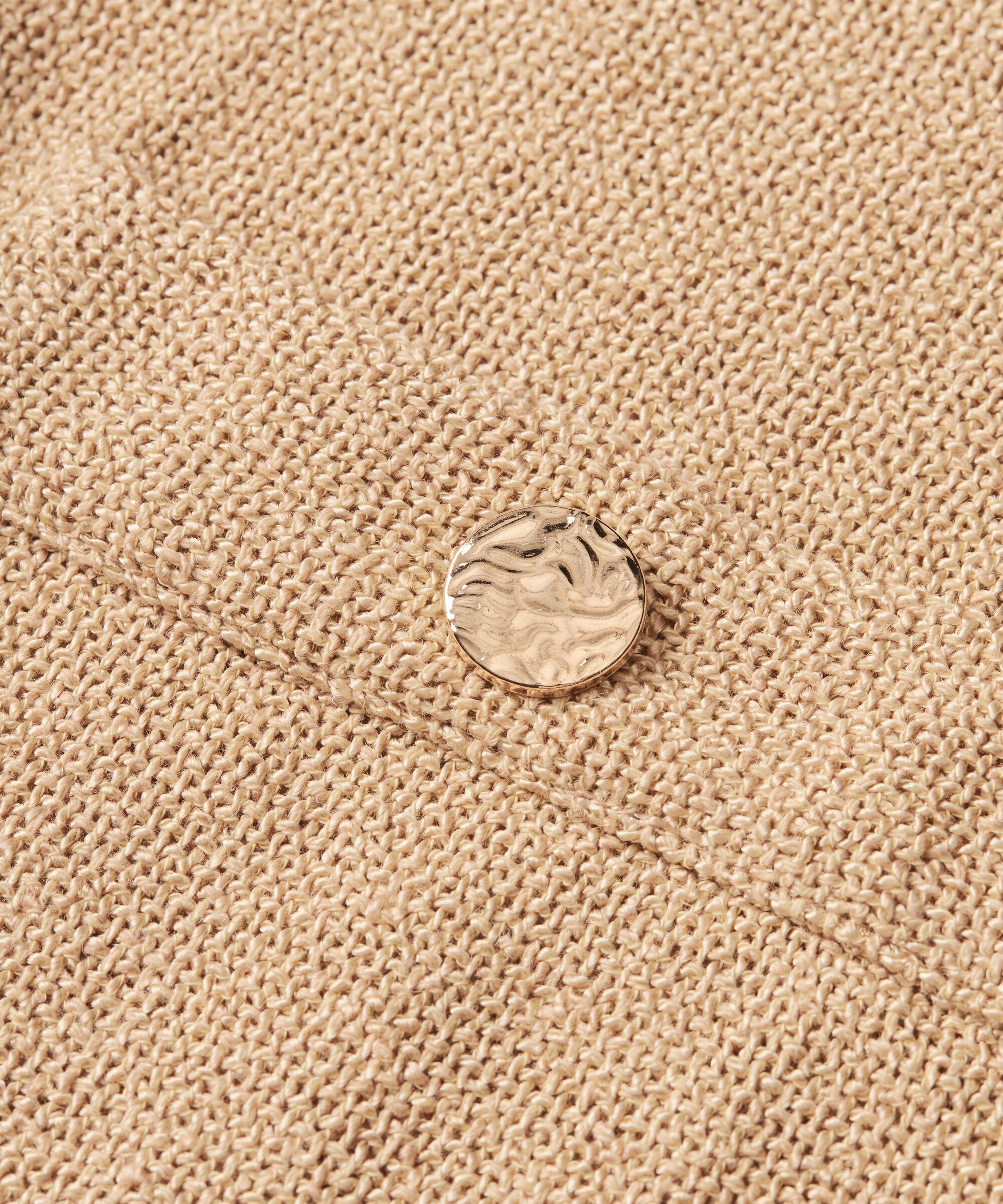 veste bouclée avec poches et boutons dorés, Travertine