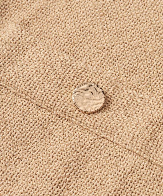 veste bouclée avec poches et boutons dorés, Travertine