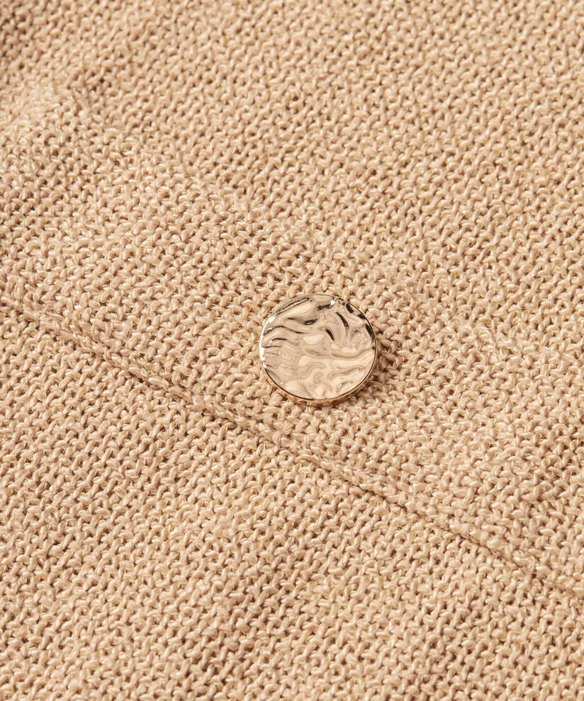 veste bouclée avec poches et boutons dorés, Travertine