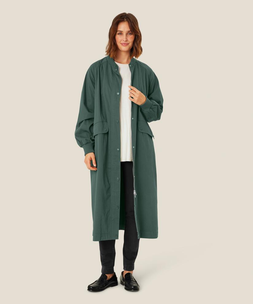 manteau avec fermeture éclair, boutons et ceinture, Balsam Green
