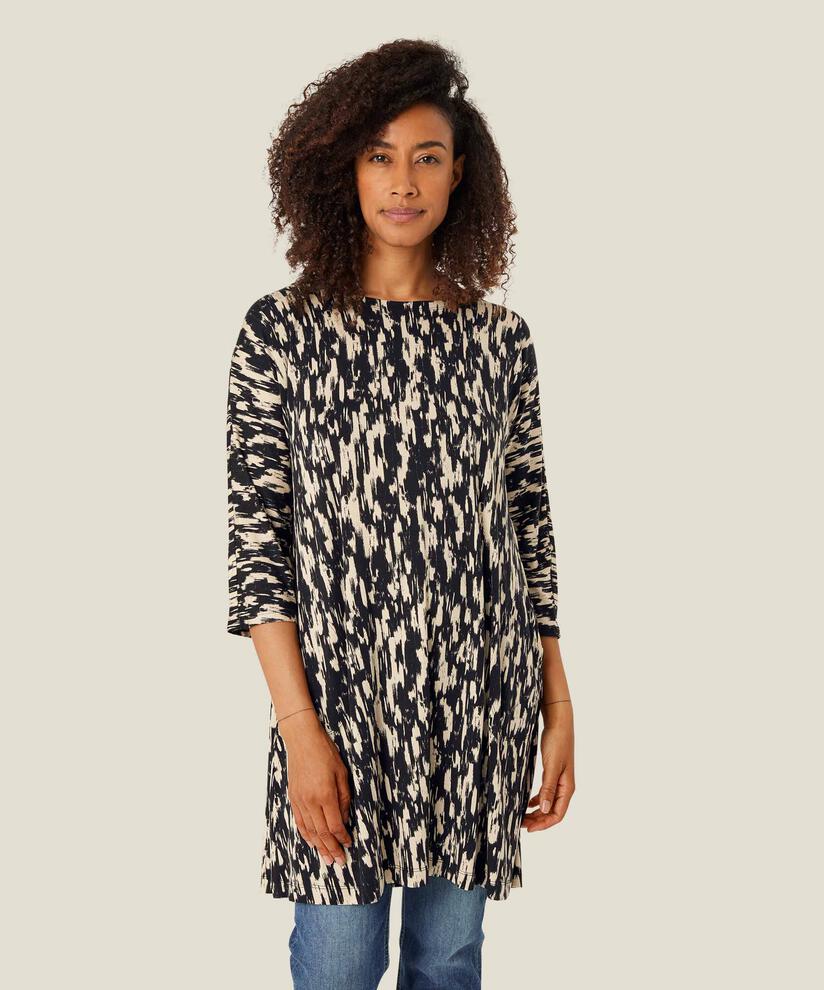 tunique en jersey imprimé avec poches fendues, Black