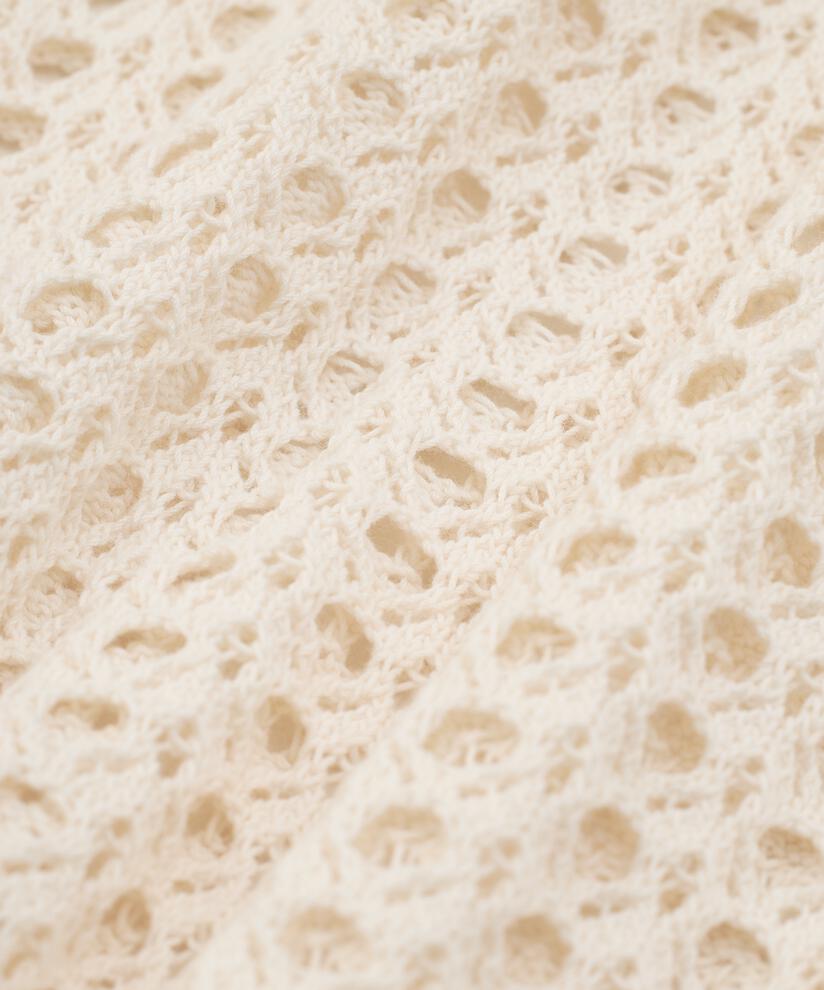 pull tricoté en coton avec motif troué, Whitecap