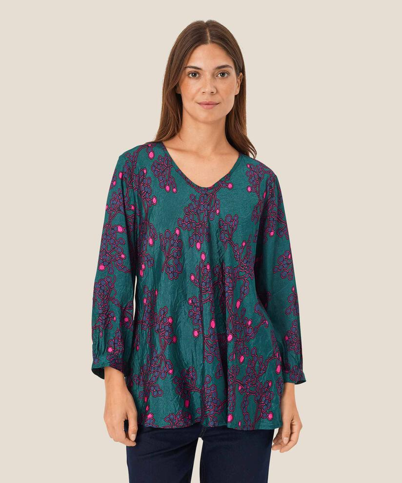 Blouse En Viscose Imprimée À Col V, Reflect Pond