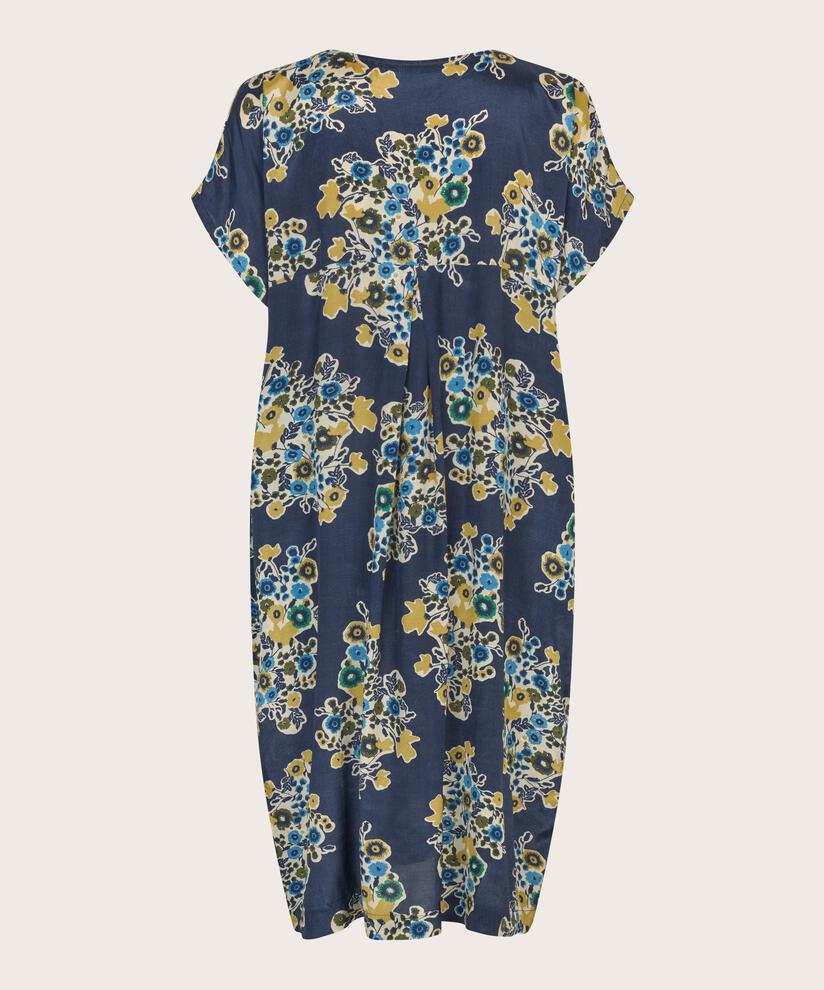 Robe En Viscose Imprimée Avec Col En V, Mood Indigo