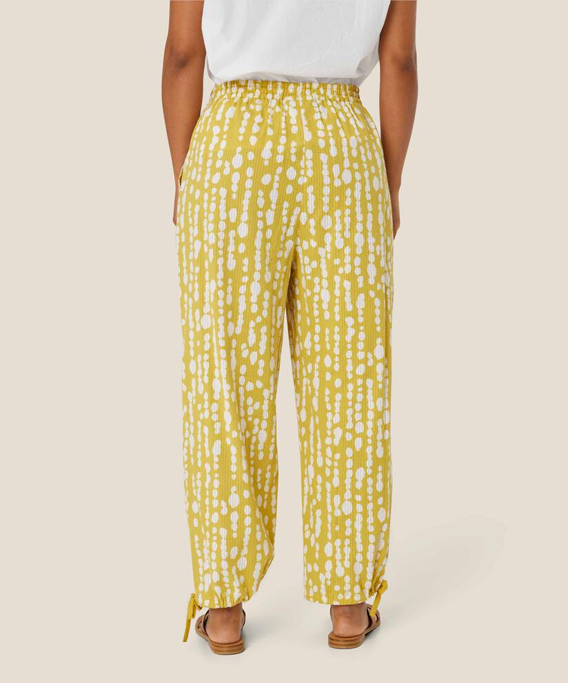 pantalon en coton imprimé avec taille élastique, Oil Yellow