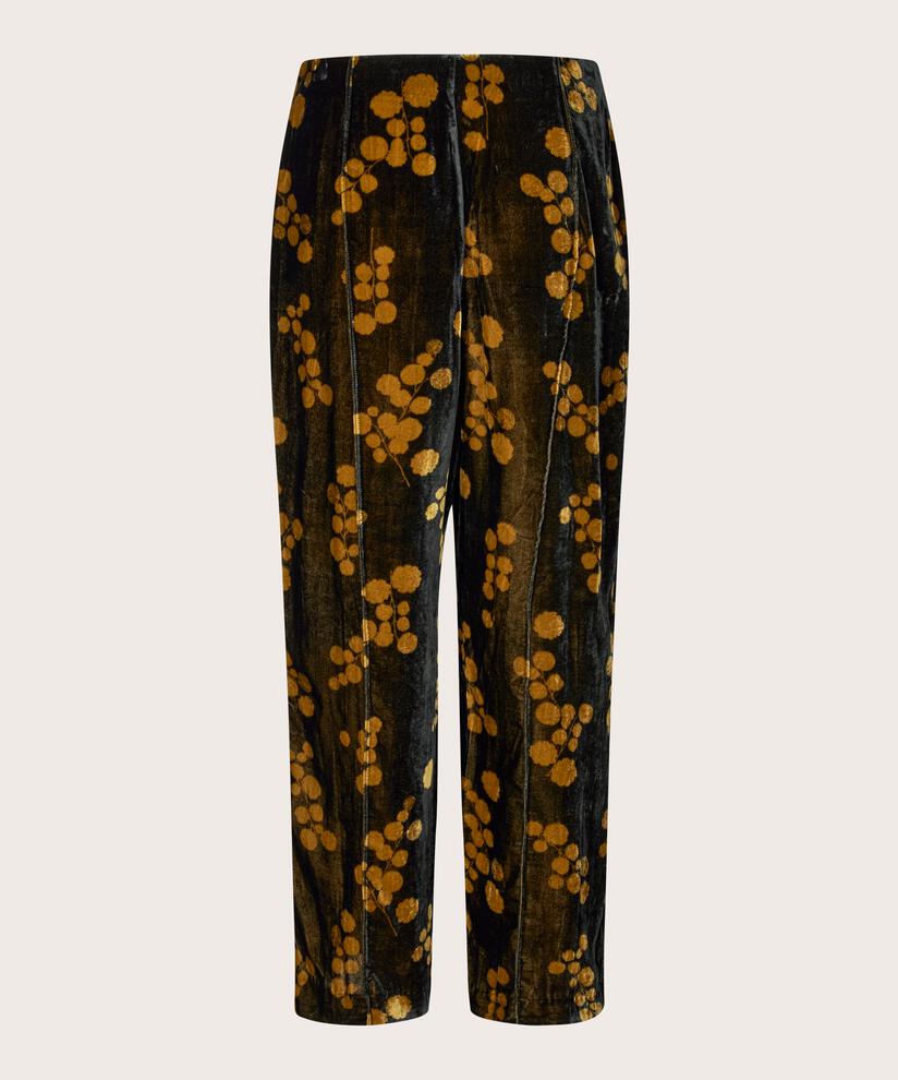 pantalon en velours imprimé avec taille élastique, Rubber