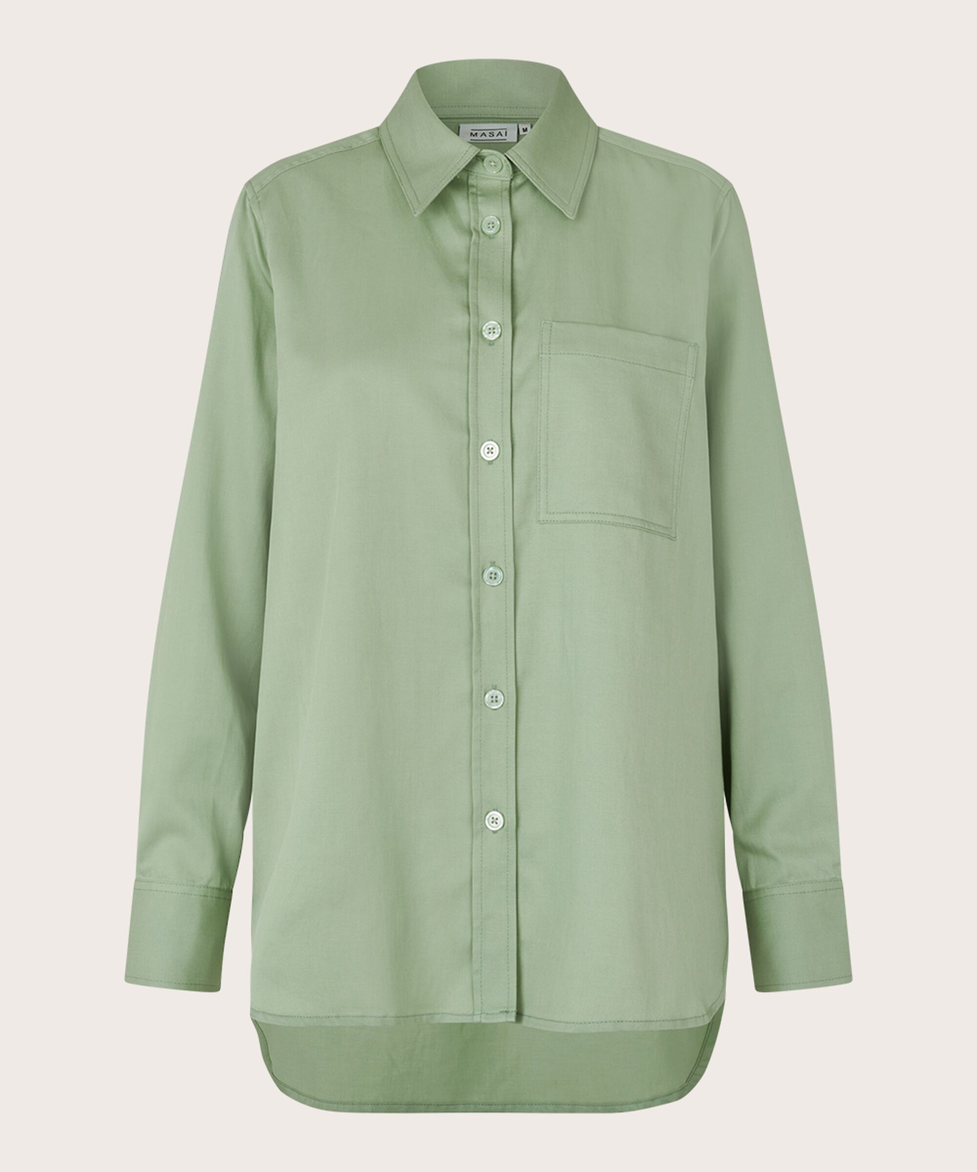 chemise en coton mélangé avec dos plus long, Frosty Green