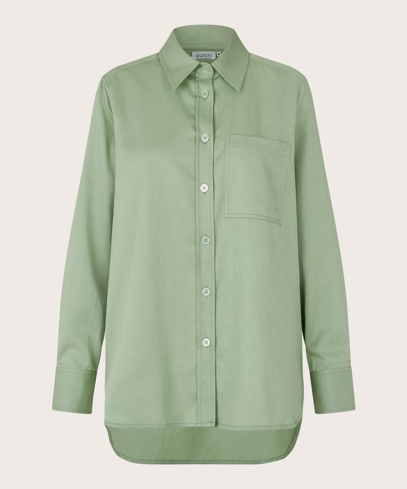 chemise en coton mélangé avec dos plus long, Frosty Green