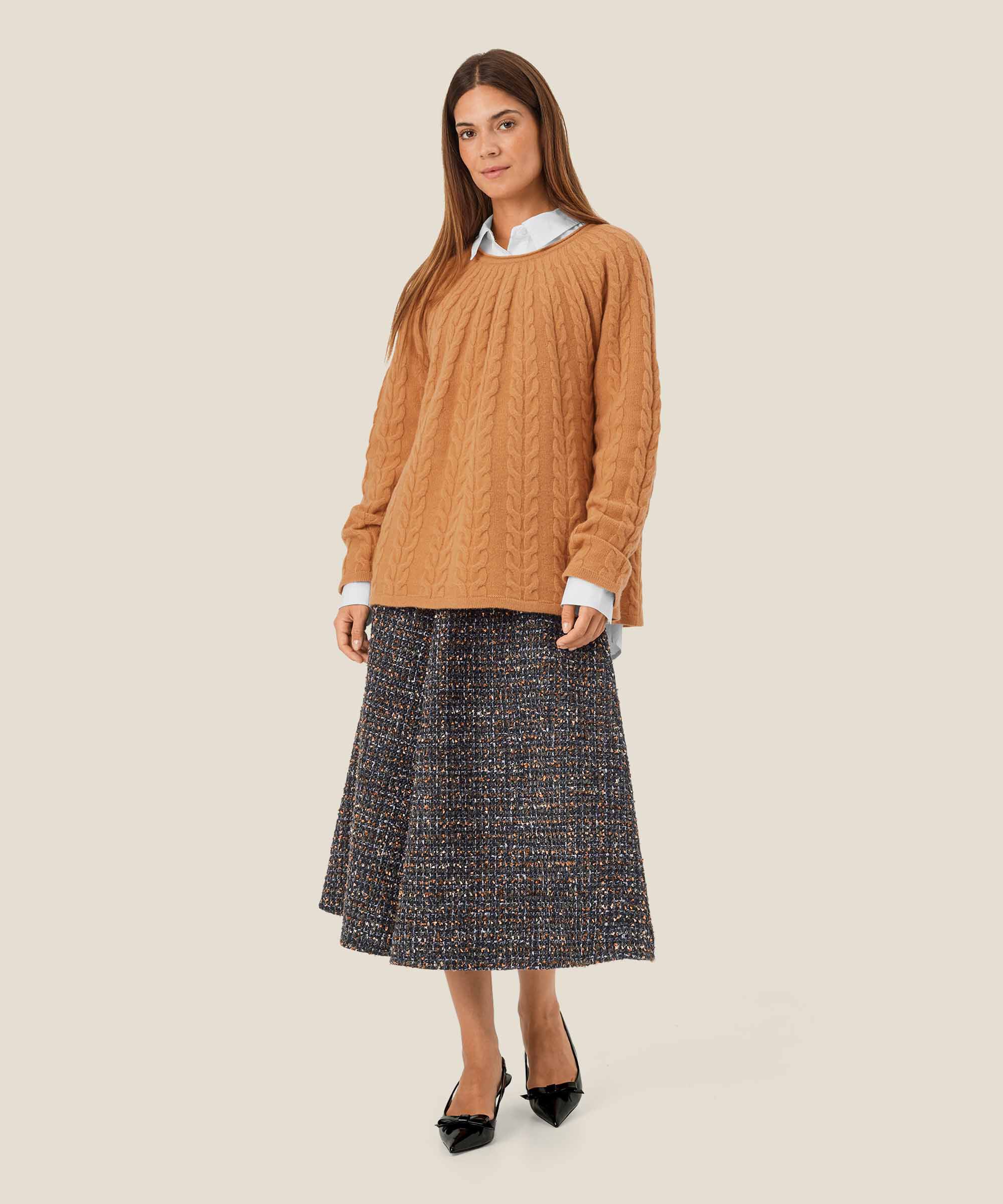 jupe bouclée avec taille élastique, Black