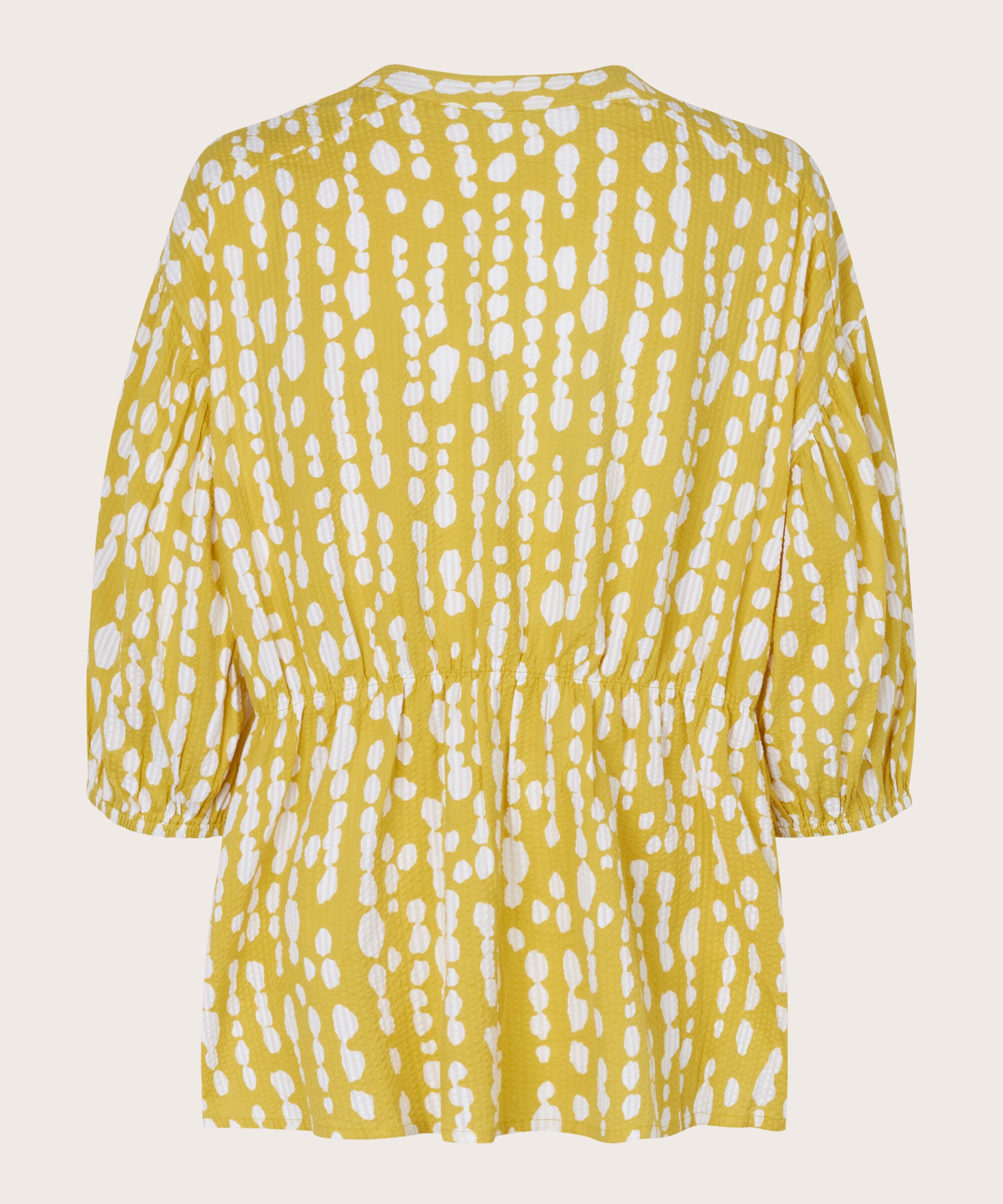 chemise en coton imprimé avec taille élastique, Oil Yellow