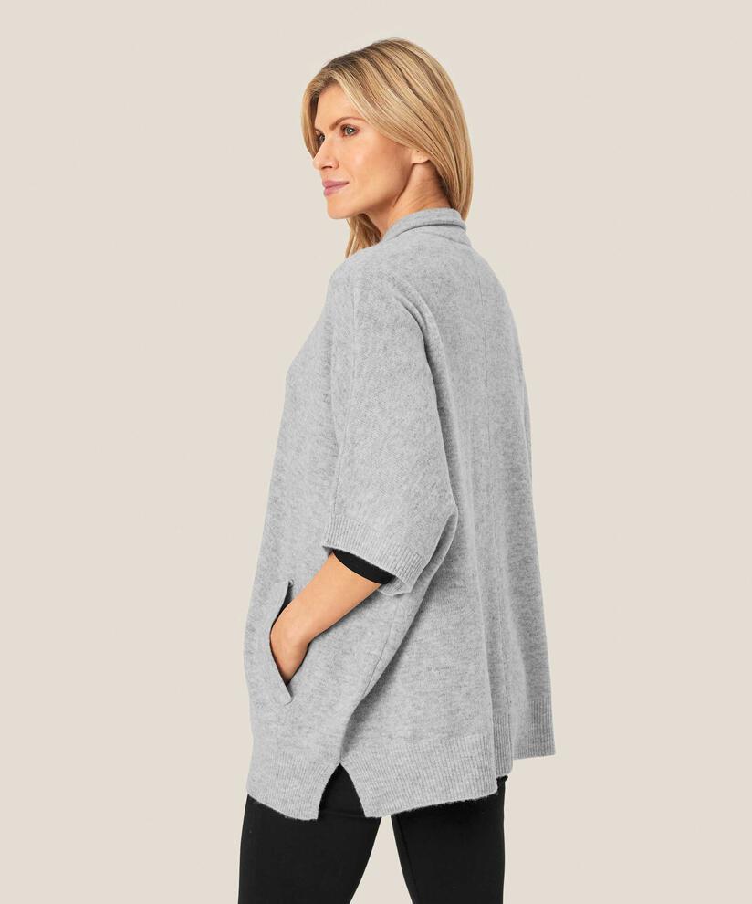cardigan en laine à col montant, L. Grey mel.
