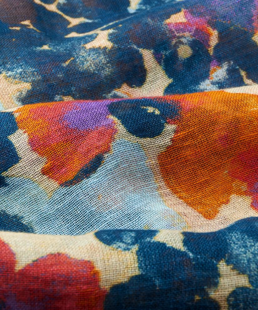 écharpe fleurie en coton mélangé, Meadow Violet