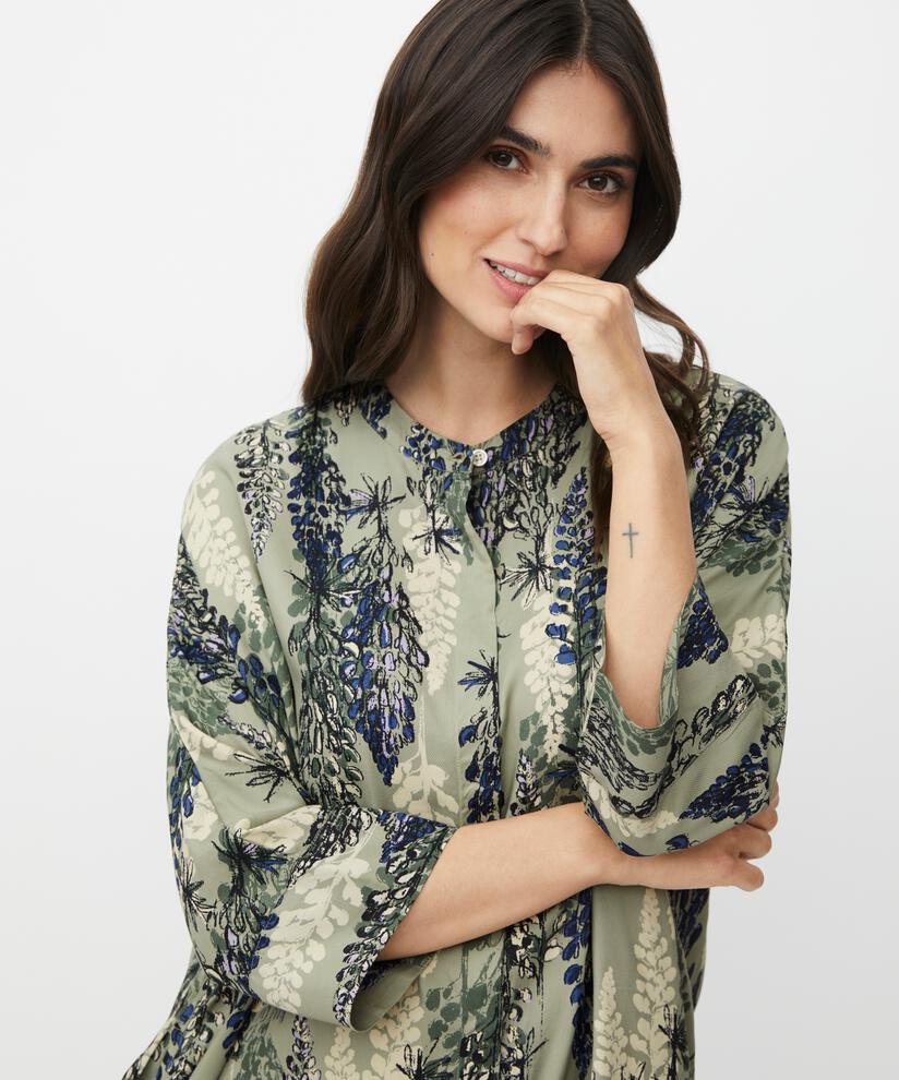 Robe Chemise À Motif En Viscose, Seagrass