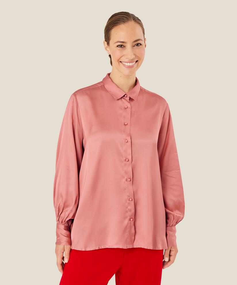 chemise en satin de viscose avec drapés au dos, Ash rose
