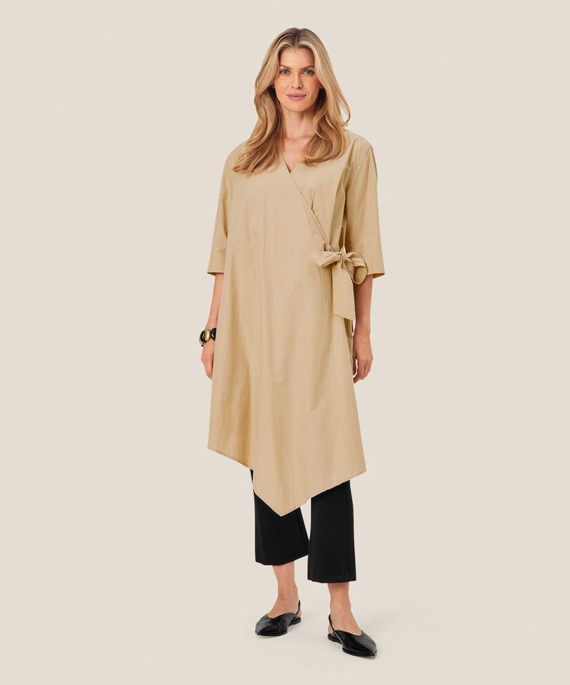 robe portefeuille en popeline de coton, Safari