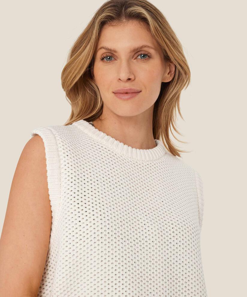 Gilet en coton tricoté avec motif troué, Jet Stream