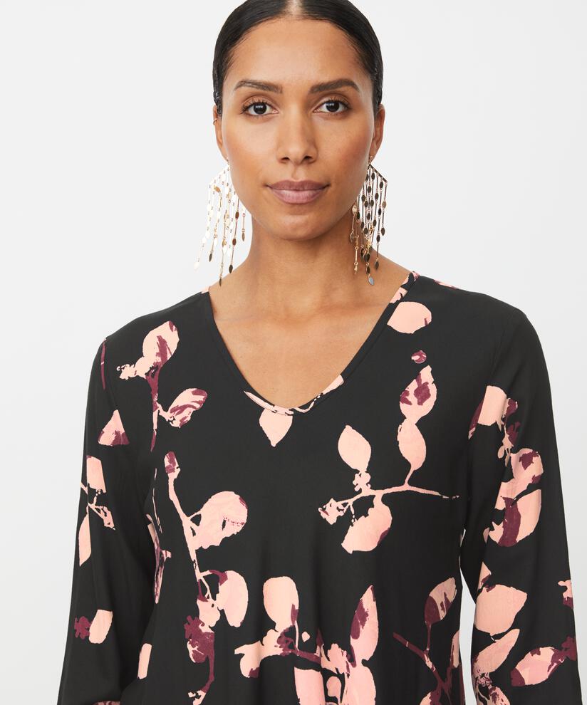 blouse en viscose imprimé à col en V, Tawny Port
