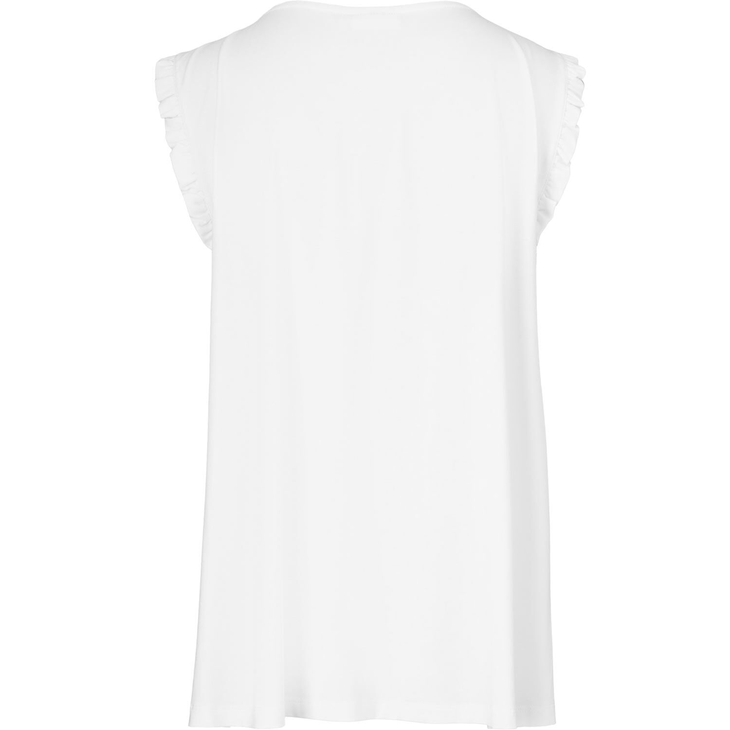Top en jersey avec col en V et volants, White