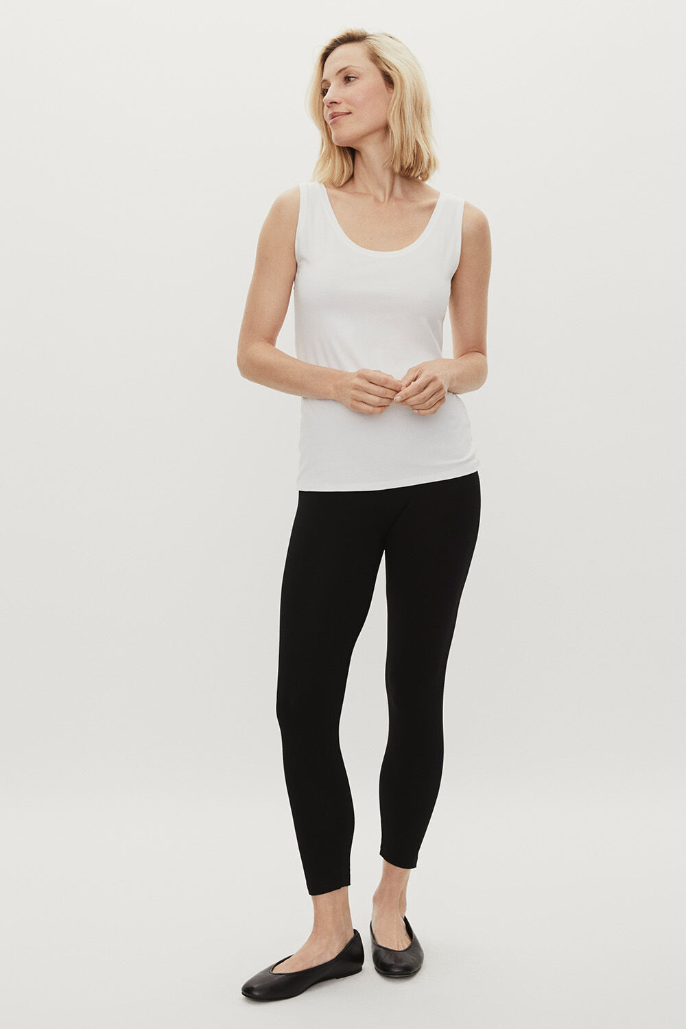 d&eacute;bardeur en jersey doux - White, Legging En Jersey Doux - Black