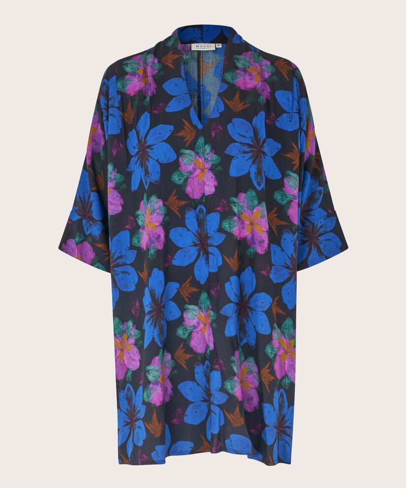 tunique à motif en satin viscose, Wild Aster