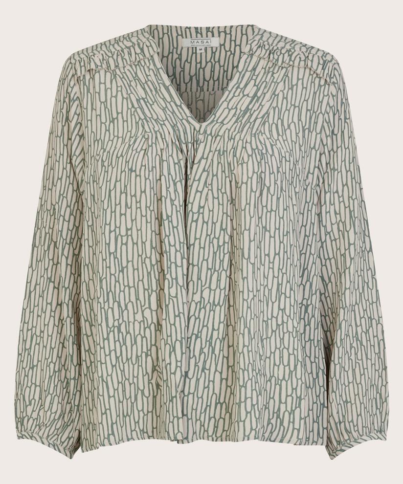 blouse en viscose avec col en V et mollet, Balsam Green