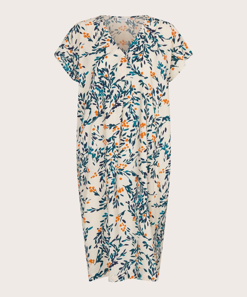 robe en viscose imprimée avec col en V, Russ Orange