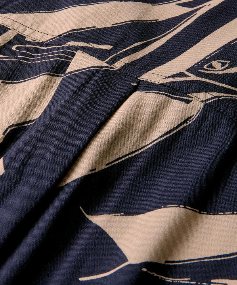 chemise en viscose imprimée avec fente latérale, Navy Blazer