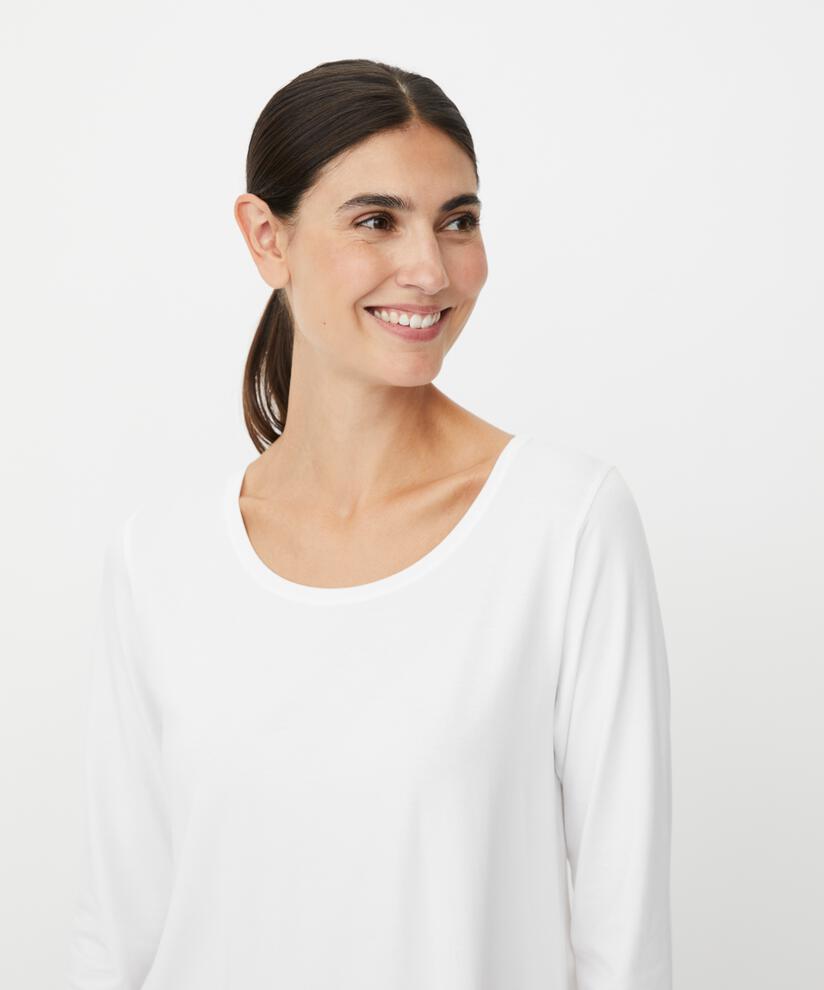 Top En Jersey Á Col Rond, White