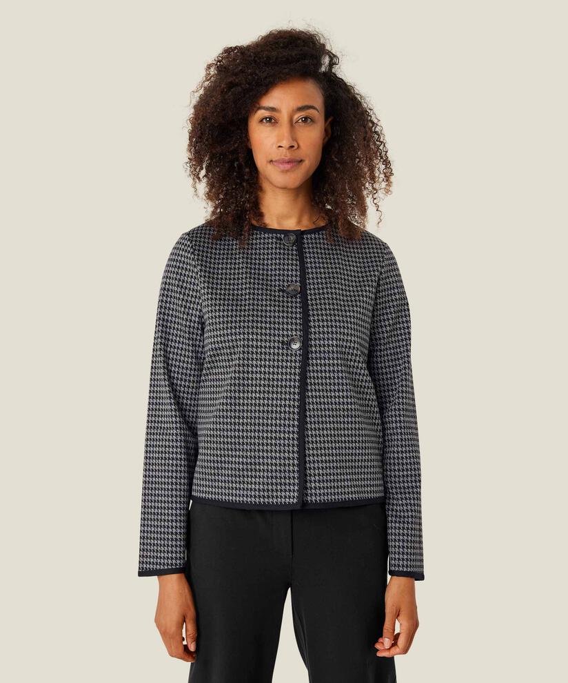 veste en jersey à carreaux avec boutons, Black