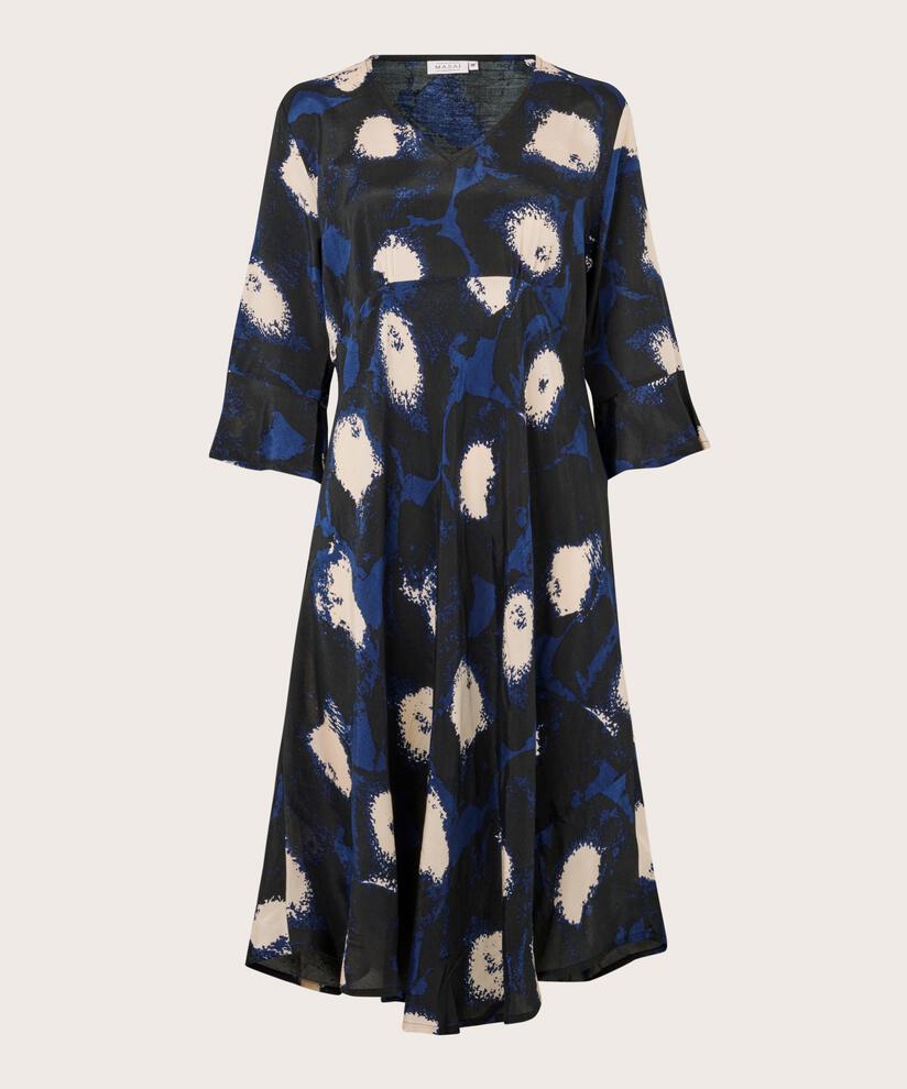 Robe En Viscose À Manches Trompette, Maritime Blue