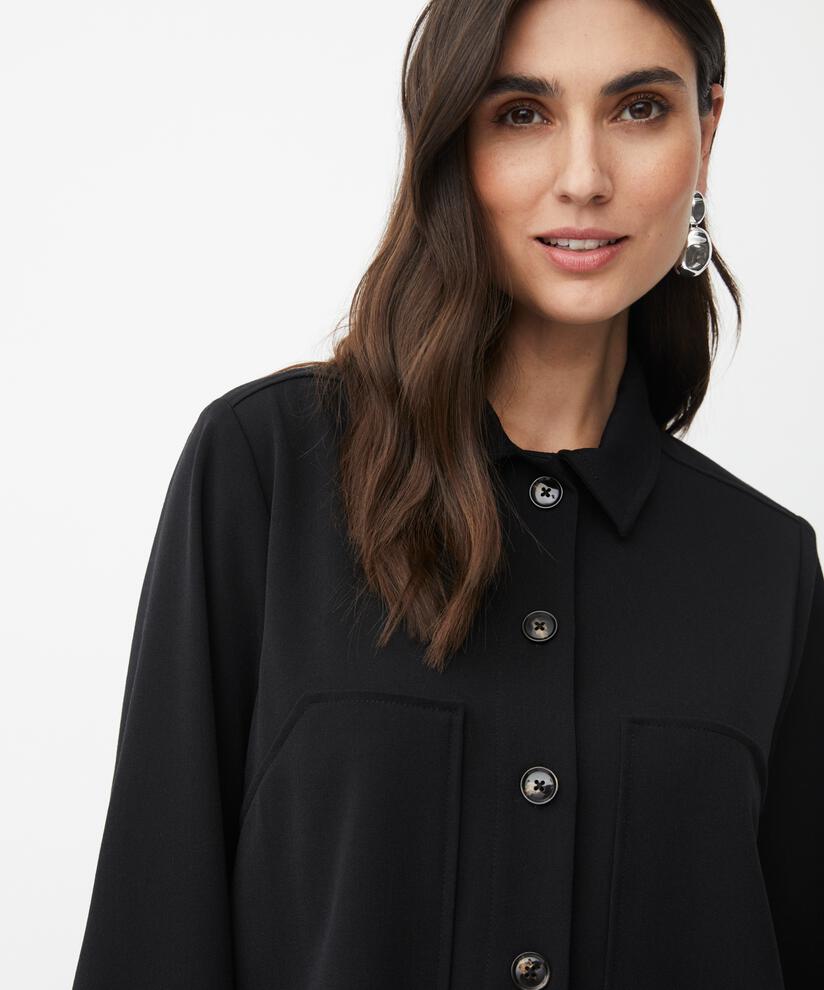 veste avec plis dans le dos et poches décoratives, Black