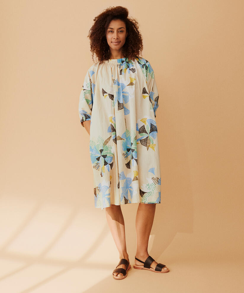 robe en coton à motifs avec bordure élastique au cou, Marina