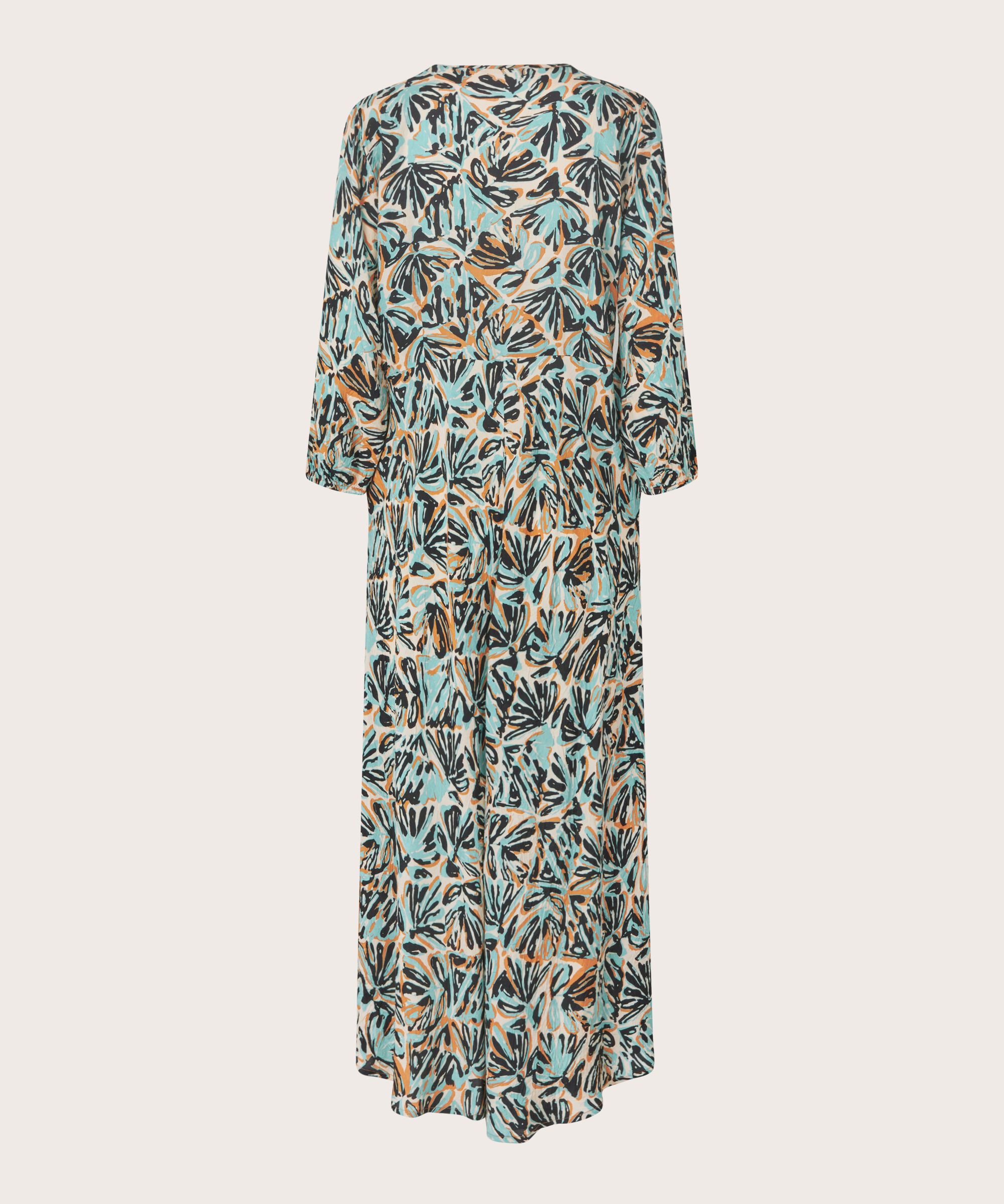 robe en viscose à manches 3/4 et col en V, Aqua