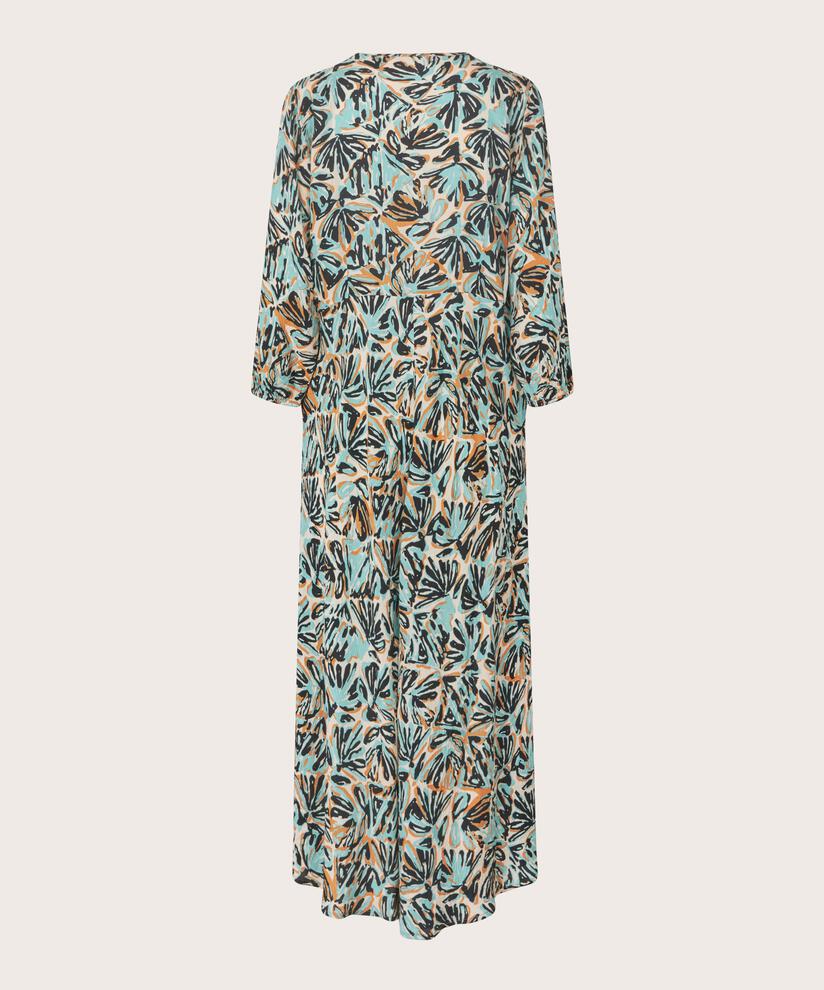 robe en viscose à manches 3/4 et col en V, Aqua